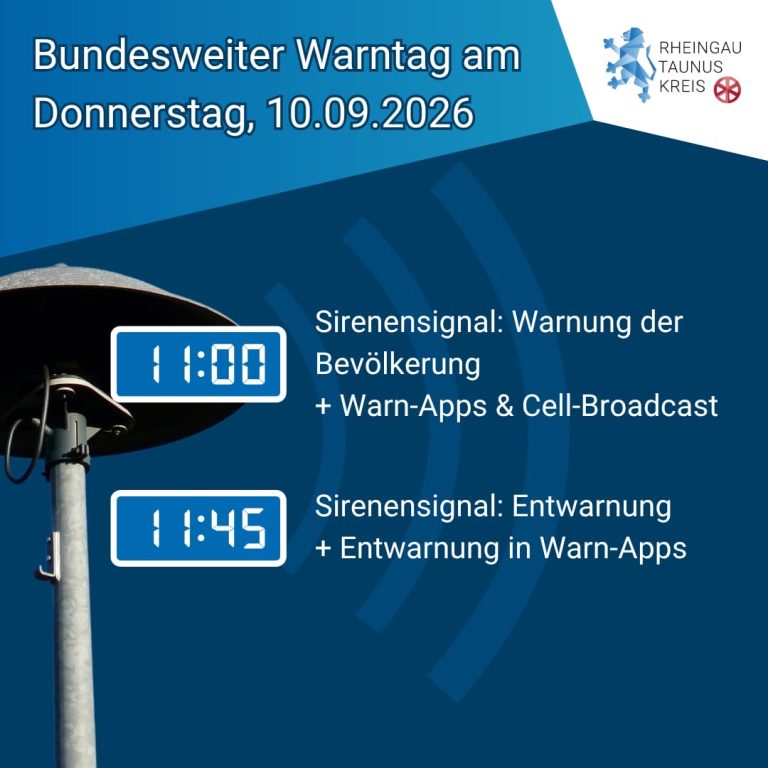 Bundesweiter Warntag am 10.09.2026 um 11-11:45 Uhr